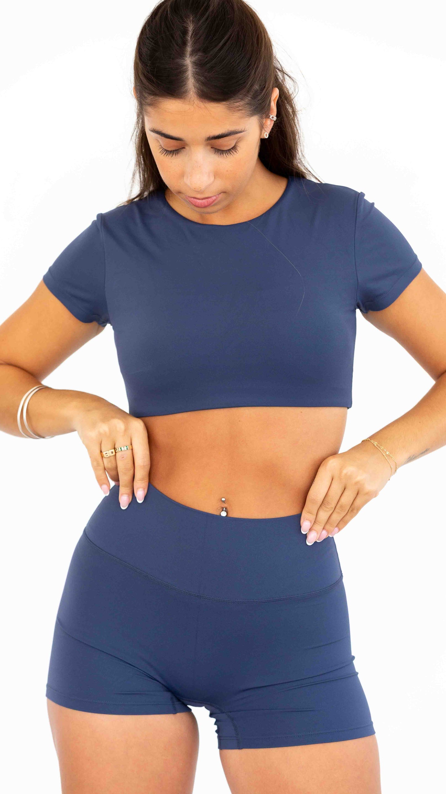 Align Short Sleeve Crop Top - LAGOON