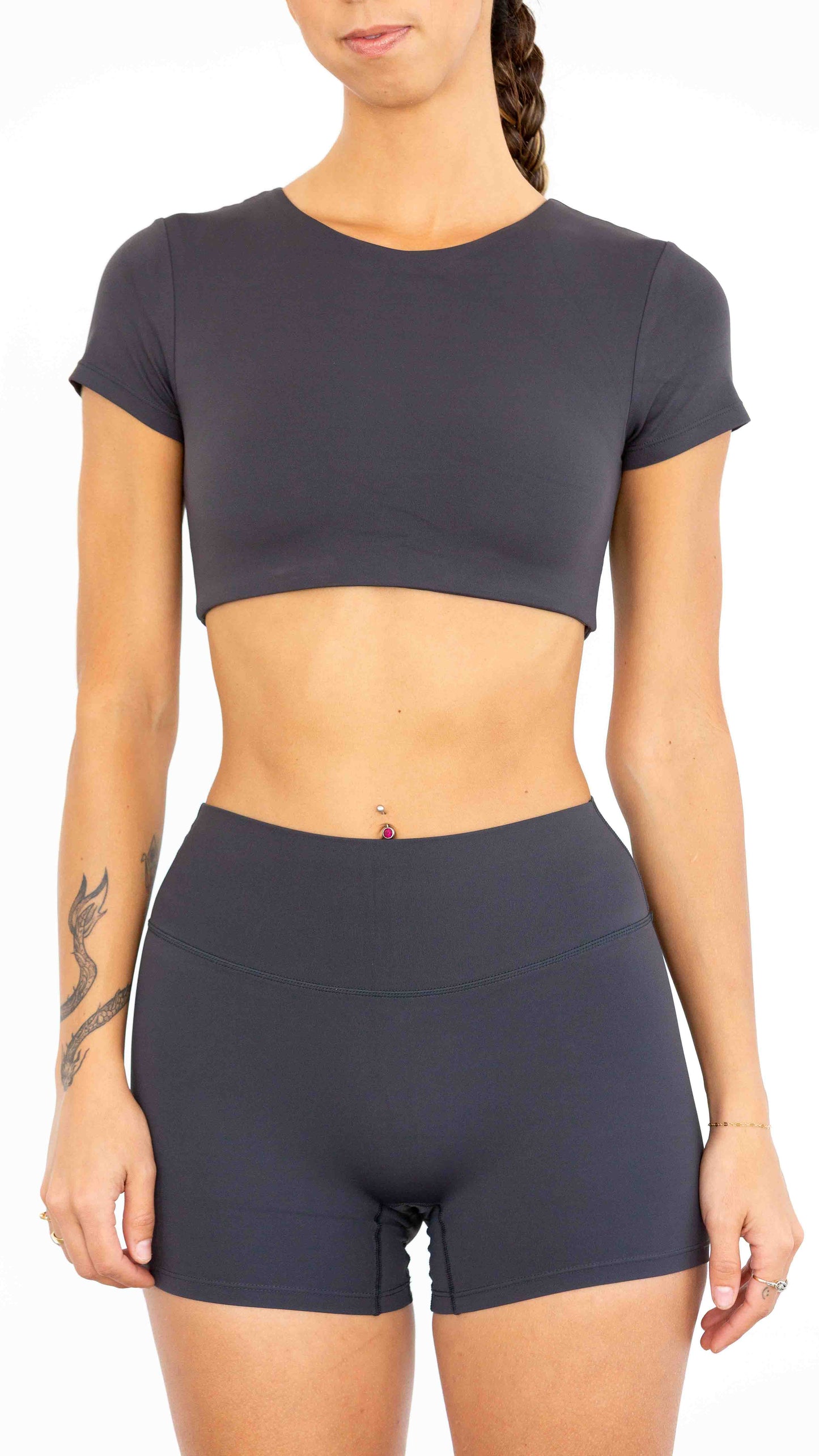 Align Short Sleeve Crop Top - SLATE