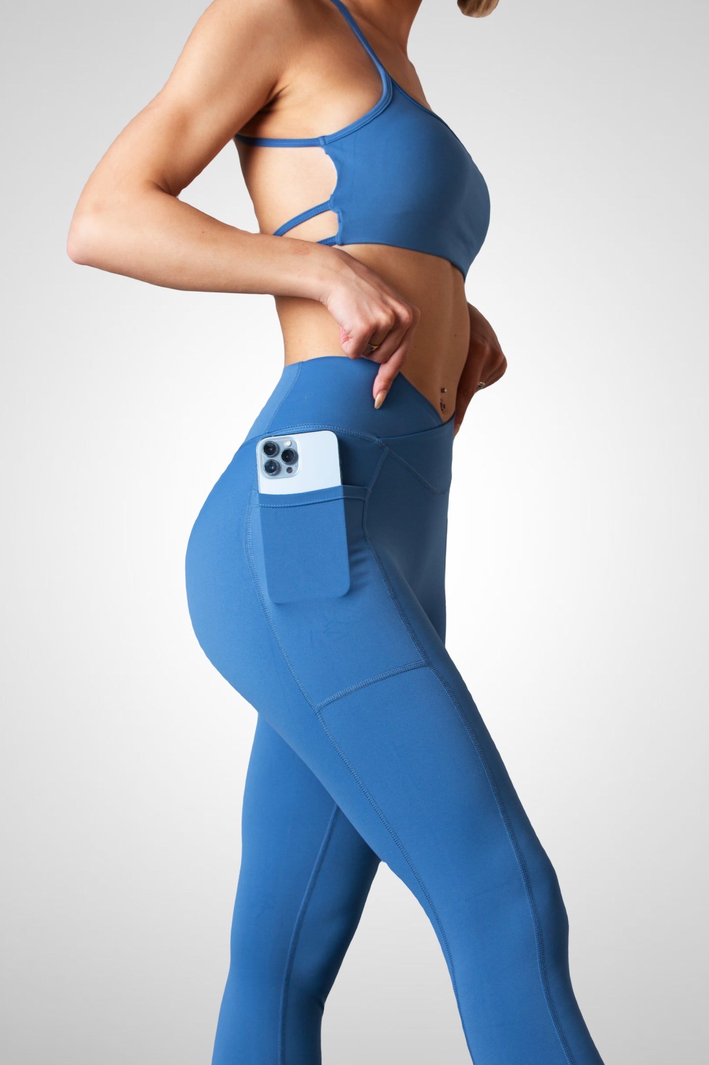 Desire V-Shape Pocket Leggings - SAPPHIRE BLUE