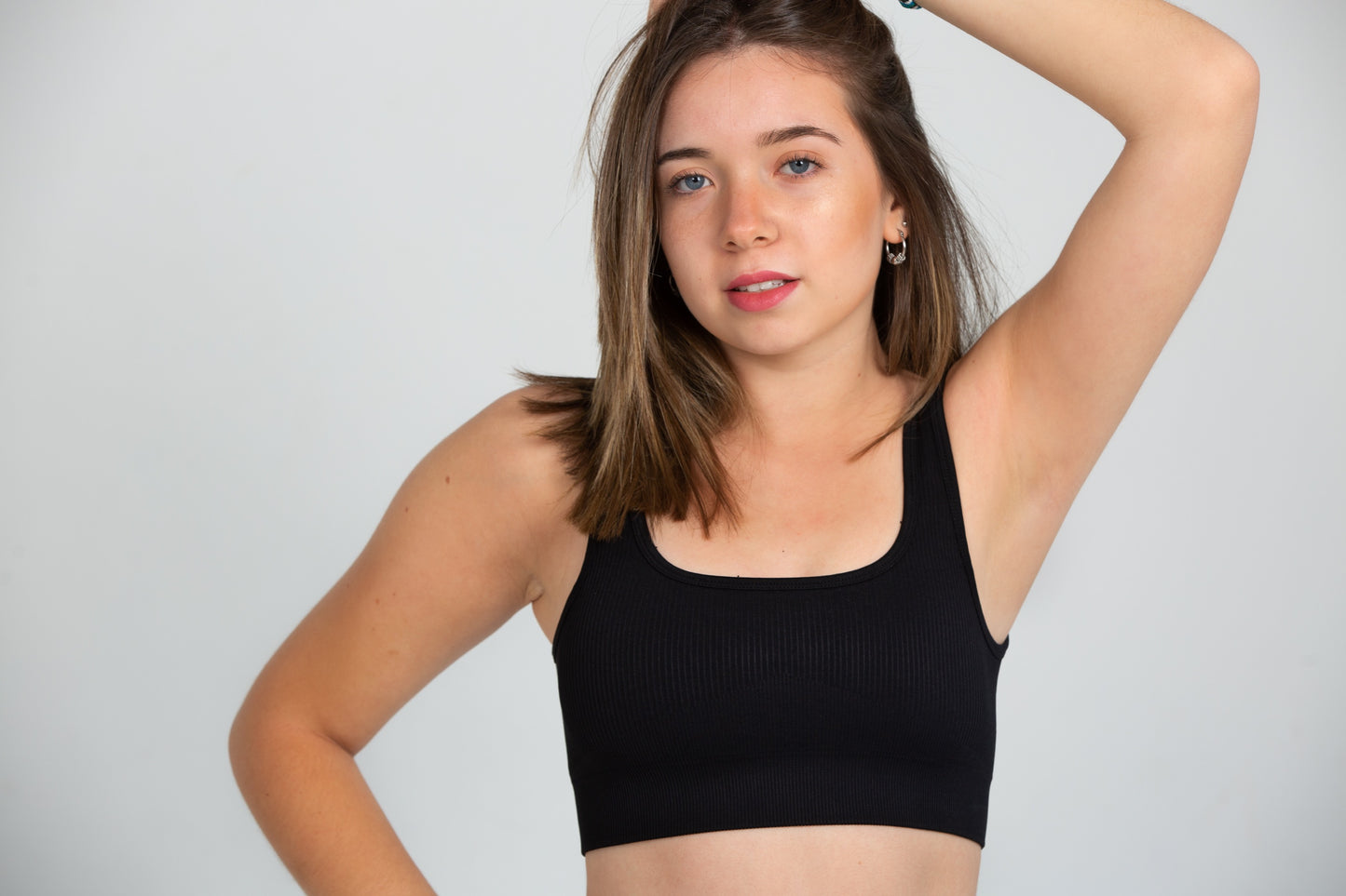 Luxe Ribbed Sport Bra - JET BLACK