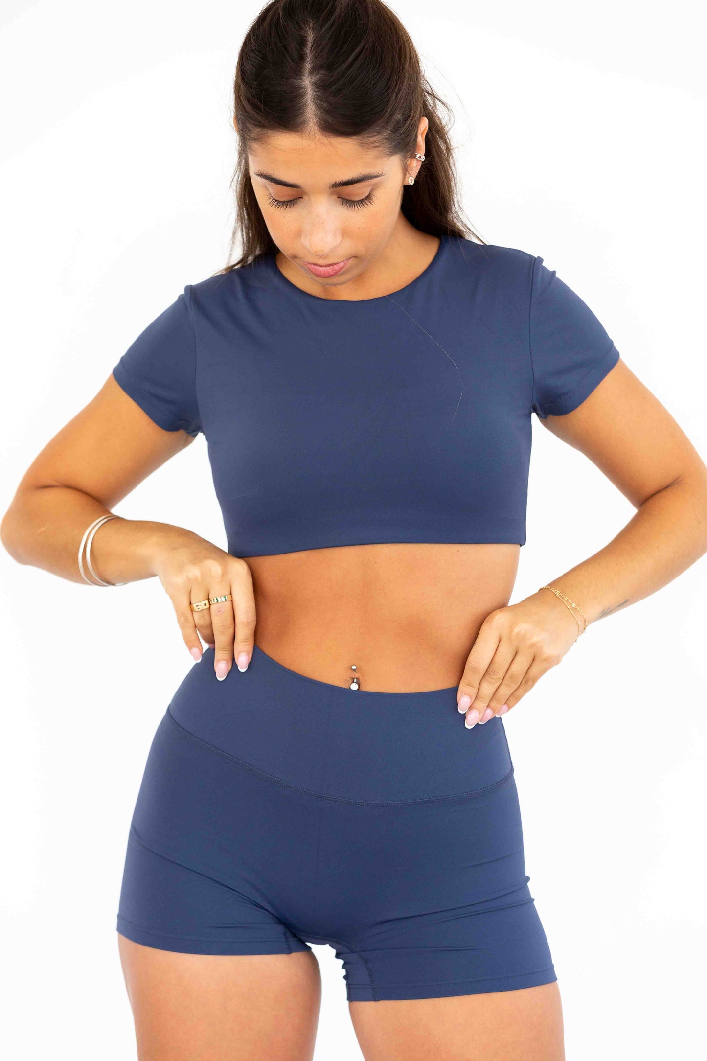 Align Short Sleeve Crop Top - LAGOON
