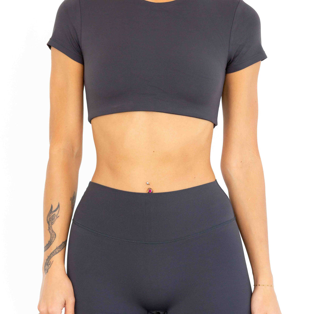 Align Short Sleeve Crop Top - SLATE