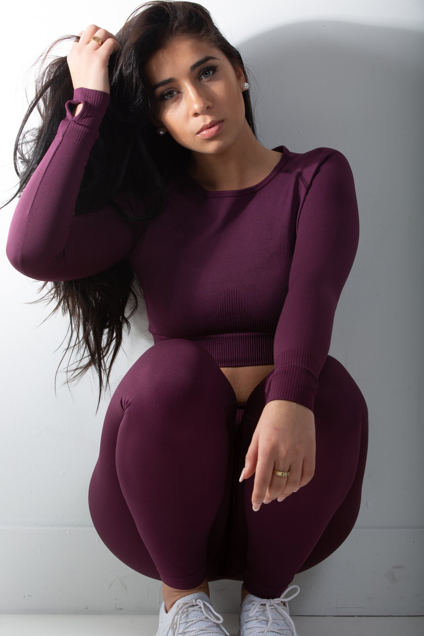 Motion Seamless Long Sleeve Crop-PURPLE PLUM