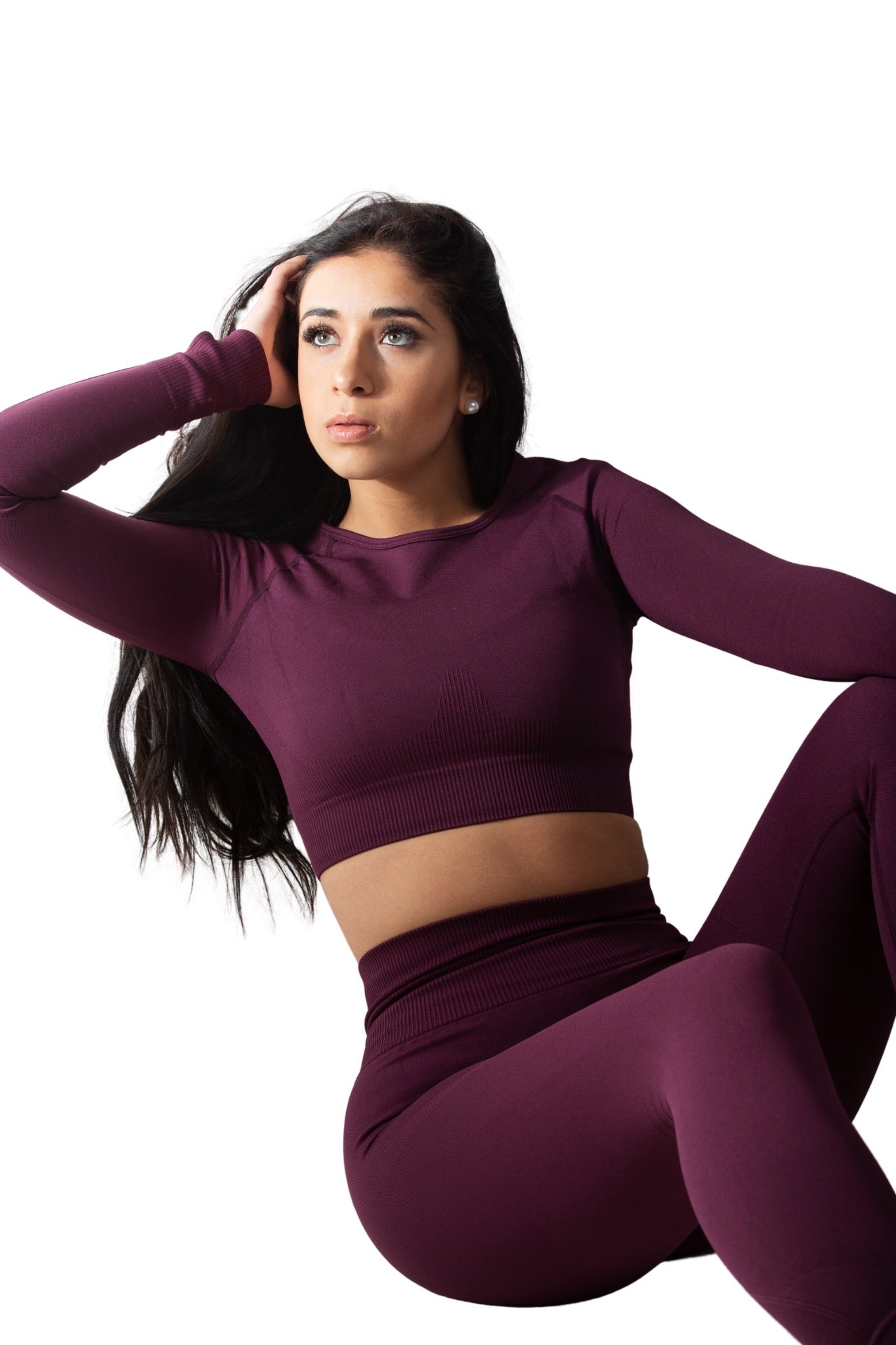 Motion Seamless Long Sleeve Crop-PURPLE PLUM