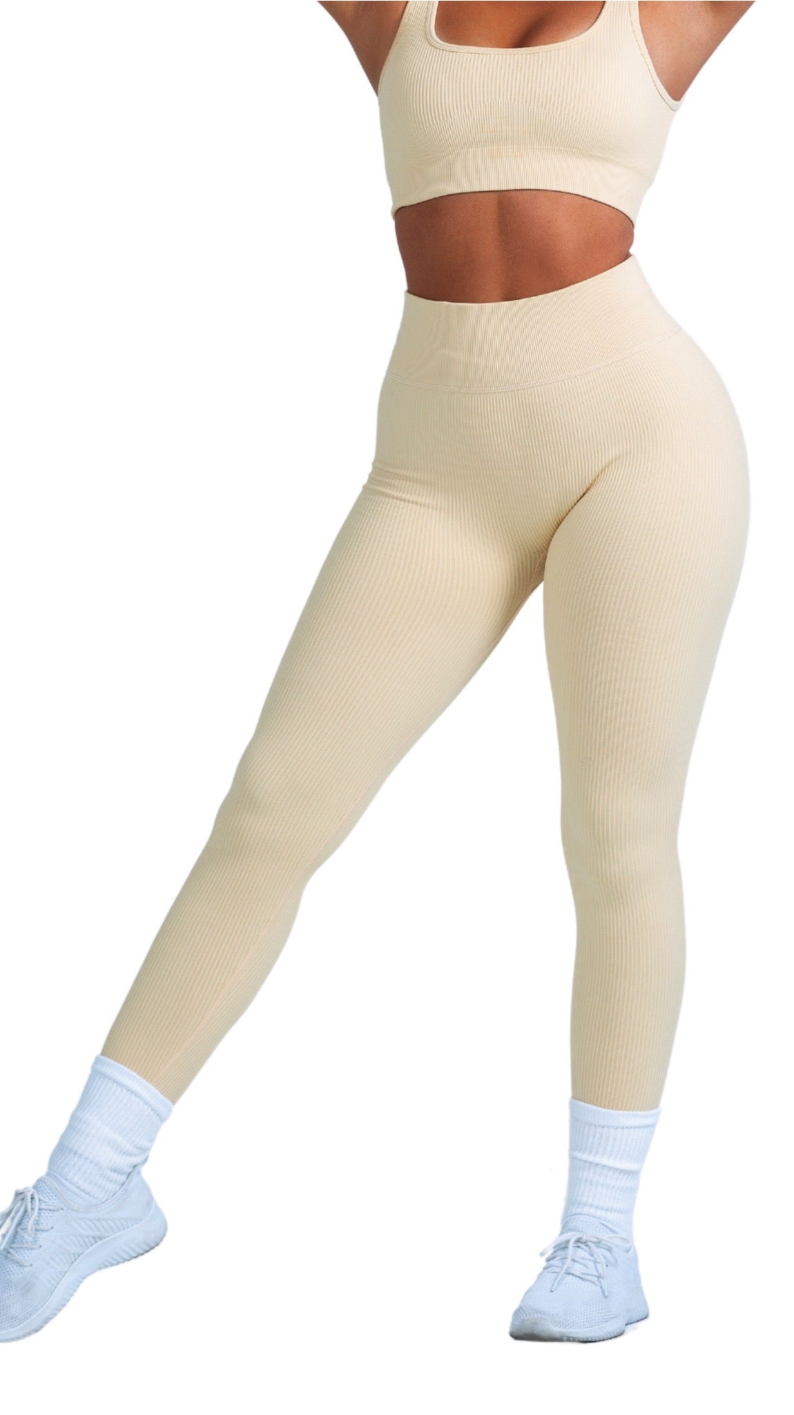 GymPro Apparel flow sports leggings in cream | ASOS