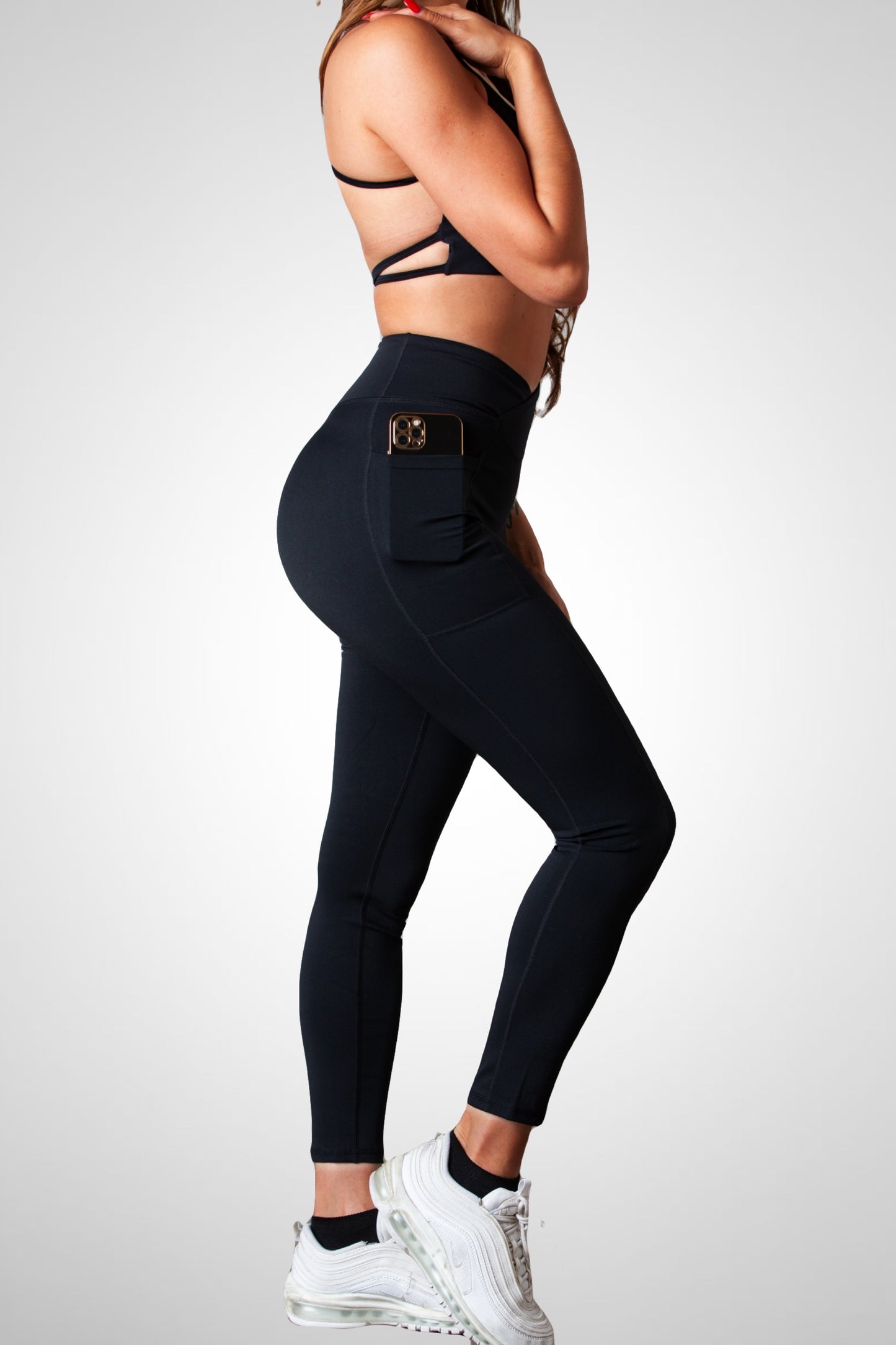 Desire V-Shape Pocket Leggings - JADE BLACK