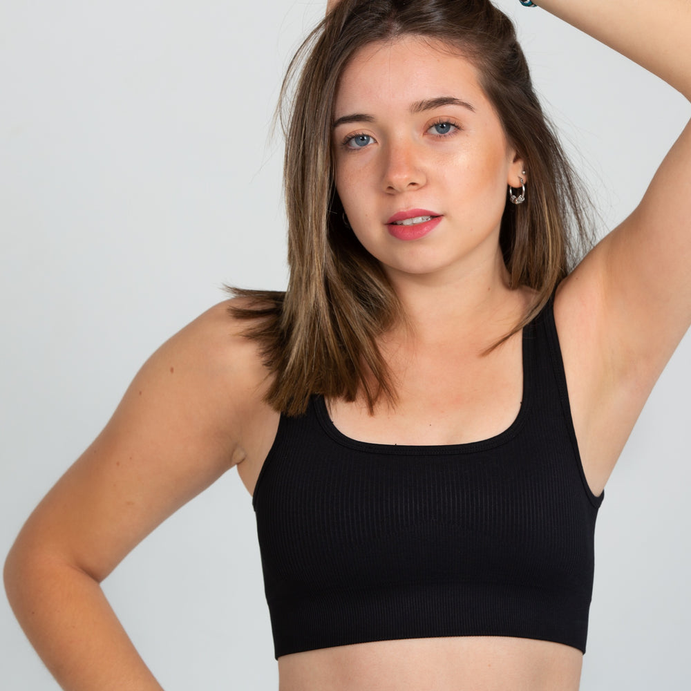 
                  
                    Luxe Ribbed Sport Bra - JET BLACK
                  
                